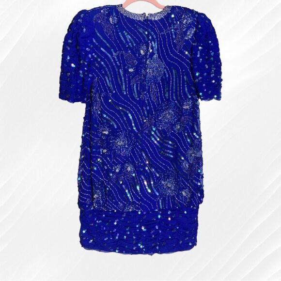 Vintage 80’s Silk Sequin and Beaded Dress Size Small - Picture 2 of 5